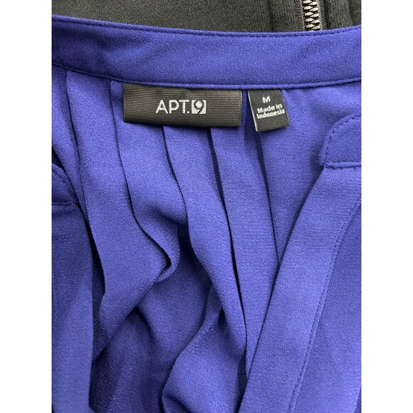 NWT Apt 9 Ladies Sz M Long Sleeve Hidden Button Up Blouse Blue VNeck Casual Work - Picture 6 of 10